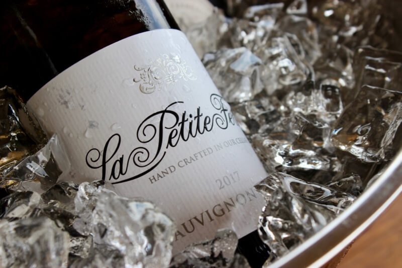A bottle of Sauvignon Blanc 2017 from Franschhoek Wine Farm La Petite Ferme